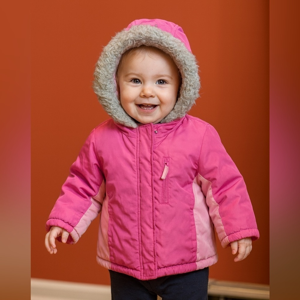 OSHKOSH B’gosh Pink Toddler GIRL’S Fleece Lined Jacket Coat Winter 24 MONTHS